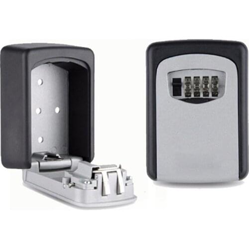 Durable Safe Box Wall Mounted 4 Password Keys Combination Lock Metal Alloy Storage Store Key Storage Organizer Boxes