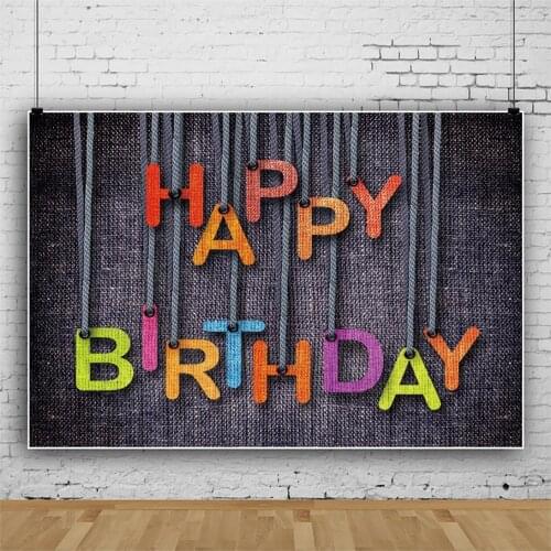 Gray Fabric Minimalist Color Text Portrait Photography Backdrop Decor Happy Birthday Photo Background Studio Photocall Props
