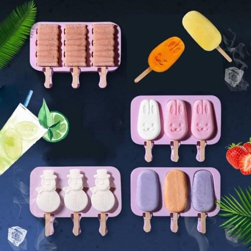 Silicone Ice Cream Mold Reusable Popsicle Molds DIY Homemade Cute Cartoon Ice Cream Handmade Kitchen Tools