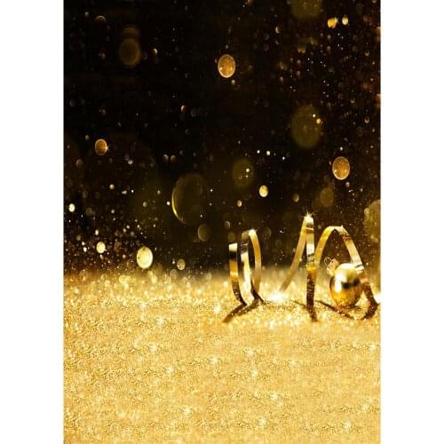 Golden Sparkle Sand Black Bokeh Photo Backdrop Vinyl Prom Christmas Party Photoshoot Photography Background for Children Lovers