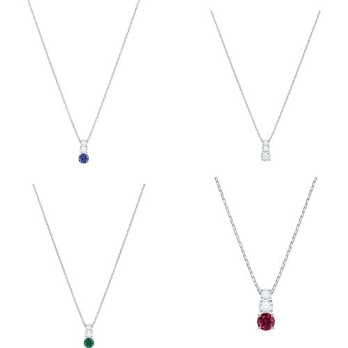 High Quality SWA New Attract Trilogy Round Pendant Blue White Green Red Water Drop Necklace Ornament