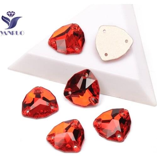 YANRUO 3272 All Sizes Light Siam Trilliant Flatback Sew On Crystal DIY Red Rhinestones Glass Strass Stones For Clothing