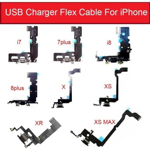 USB Mic Port Charger Dock Connector Charging Flex Cable For iPhone Xs Max X XR 7 8 Plus Chargring Dock Flex Ribbon Replacement