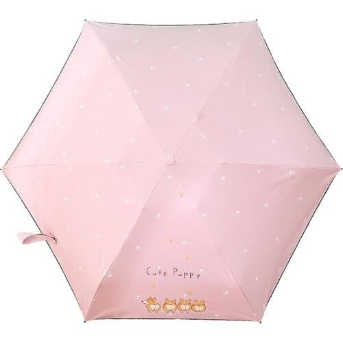 Travel Umbrella Portable Lightweight Compact Pocket Umbrella with Dog Pattern Compact Parasol