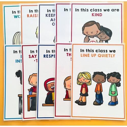 10 Pcs A4 Big Size Classroom Rule School Decoration Poster Homeschool Classroom Supplies Classroom Decor Educational Posters
