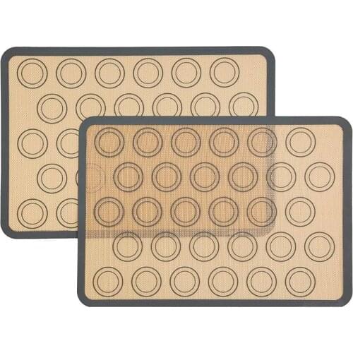 2pcs Non Stick Silicone Dough Macaroon Tray Oven Baking Fondant Pastry Mould Sheet Mat Pad