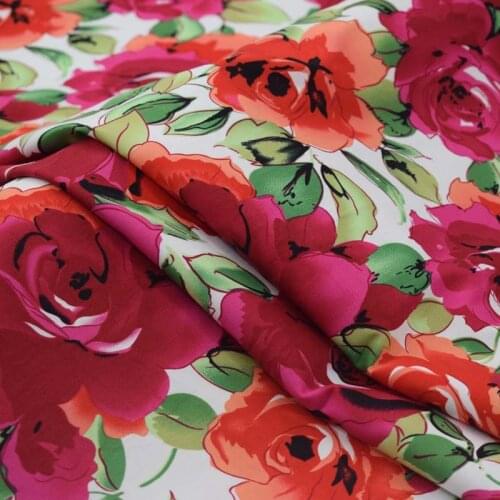 2021 KPOP white bottom rose twill cotton fabric for dress tissu african bazin riche tissus telas por metro patchwork DIY vestido