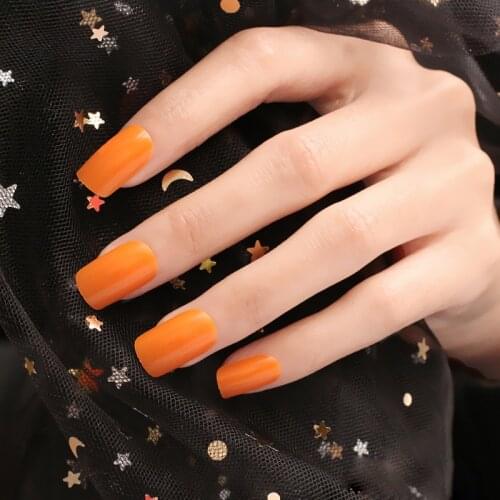 2020 24pcs Hot sell fashion Long section Square head candy false nails decoration Orange M1174
