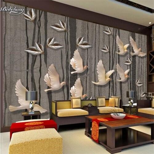 Beibehang 3d new Chinese brown forest bird floral backdrop custom frescoes large nonwovens environmental wallpaper