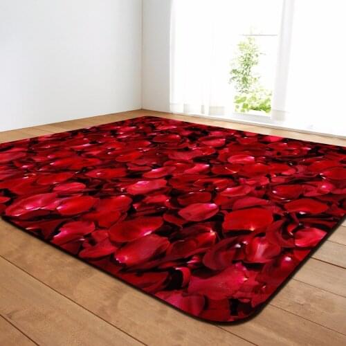 3D Romantic Rose Area Rugs Big Parlor Carpets Mat Soft Flannel Valentines Day Home Decorative Living Room Rug and Carpet