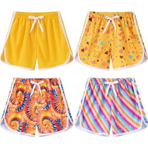 4pcs Kids Sports Shorts Girl Candy Color External Wear Printed Panties Boy Loose Beach Short PP Children Summer Hot Bottoms 3-6Y