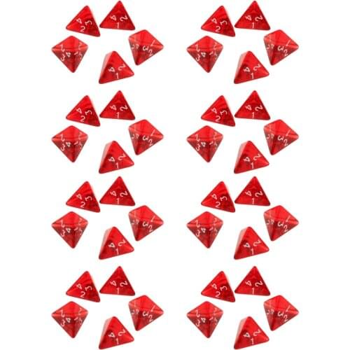 40 Pcs Dice Set D4 for D&D Board Game Red Acrylic Polyhedral Bulk Dice Set for Cup Game