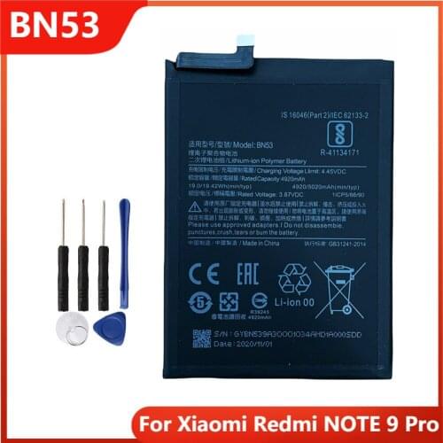 Phone Battery BN53 For Xiaomi Redmi NOTE 9 Pro Replacement Rechargeable Batteries With Free Tools