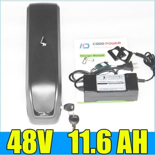 Electric bike battery 48v 11.6ah Samsung lithium Hailong down tube battery pack Free Charger shipping and duty