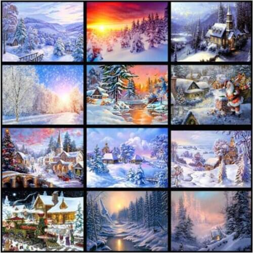 Touoilp Full Diamond Embroidery Snow scene Diamond Painting Kit Cross Stitch Square Rhinestone Pattern Needlework mosaic arts