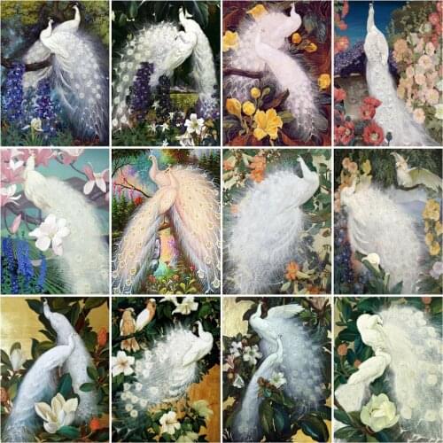 HUACAN Diamond Art Painting Animal Peacock Embroidery Cross Stitch Decoration Painting With Diamonds Wall Decor