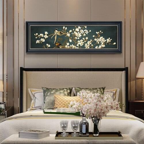 American Lucky Flower Bird Canvas Painting Green Poster n Print Abstract Art Wall Picture for Living Room Plant Decoration Home