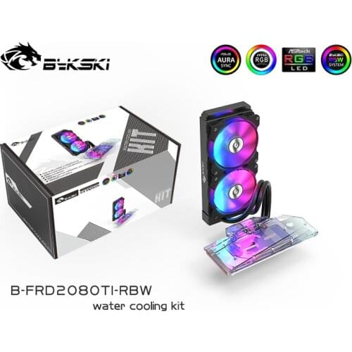 BYKSKI GPU Water Cooling Block for NVIDIA 2080 Ti With 240mm Radiator Water PUMP A-RGB LED light GPU Radiator Heat Sink 120 Fan