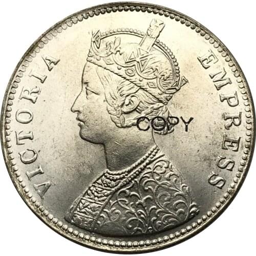 British India 1897 Empress Victoria One Rupee Brass Plated Silver Copy Coins