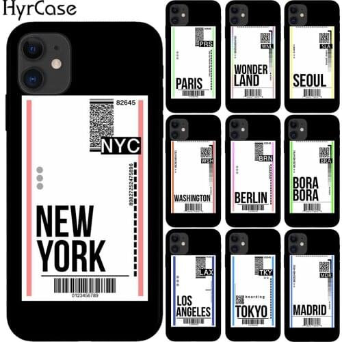 Fly Ticket New York Soft TPU Case For iPhone 11 Pro Max X XS Max XR 6 6S 7 8 Plus 5S SE 10 Black Silicone Cover Fundas