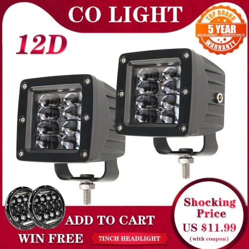 CO LIGHT Super Bright 3" LED Cubes 40W Flood LED Work Light Bar DRL Flush Mount Pods Offroad 4X4 for Boat SUV ATV Truck Fog Lamp