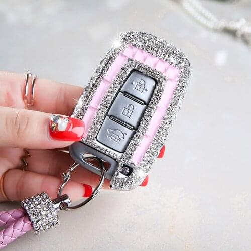 Color Diamond Crystal Car Key Case Cover For Hyundai Solaris HB20 Veloster SR IX35 Accent Elantra i30 For KIA RIO K2 K3 Sportage