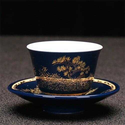Jingdezhen Enamel Color Handmade Ceramic Tea Bowl Large Porcelain Tea Cup Creative Kung Fu Water Cup Office Drinkware Tea Set