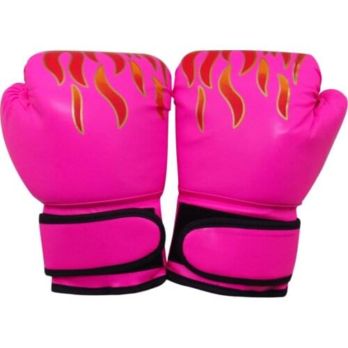 Kids Children Boxing Gloves Professional Flame Mesh Breathable PU Leather Flame Gloves Sanda Boxing Training Glove