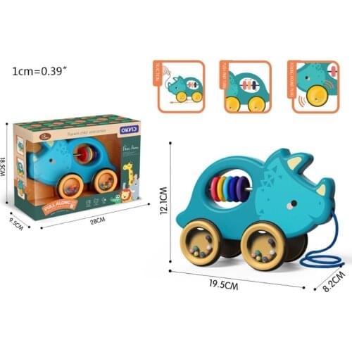 Baby Cartoon Animal Car Pull Rope Toys Toddler Kids Early Educational Gifts Drag Vehicles Rattles