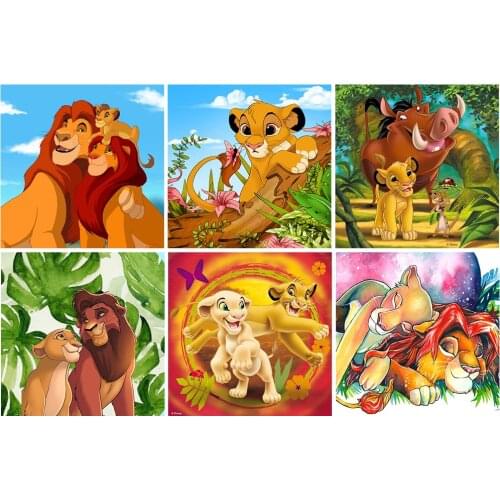 Disney Full Round Diamond Painting The Lion King Simba 5D Diamond Embroidery Mosaic Cross Stitch Winter Home Decor Gift