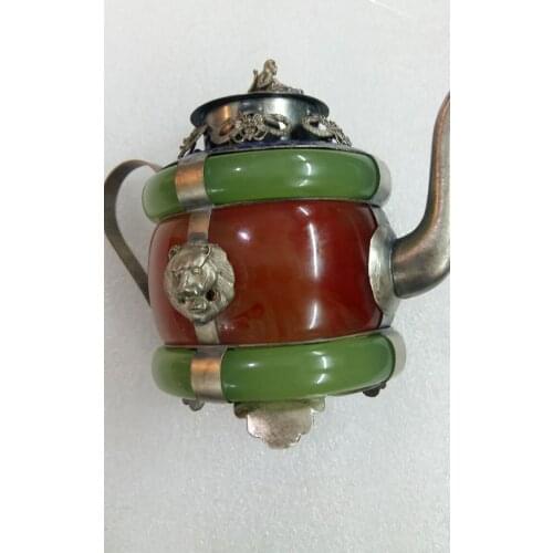 Design silver unique design antique monkey dragon phoenix tibet silver porcelain teapot;TBW-0015 tools wedding Decoration Brass