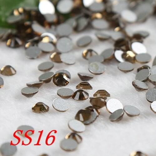 Smoked topaz 1440pcs Flatback SS16 Non Hot Fix Nail Art Rhinestones crystal glasds applique