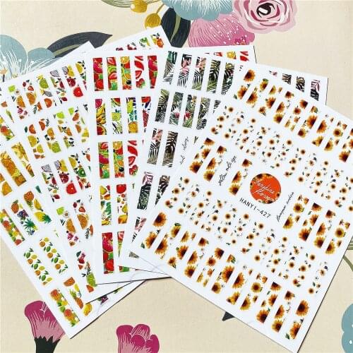 HANYI-427 Summer style Vertical fruit and sunflower 3D Back glue Nail decal Nail sticker Nail decoration Nail art Nail ornament