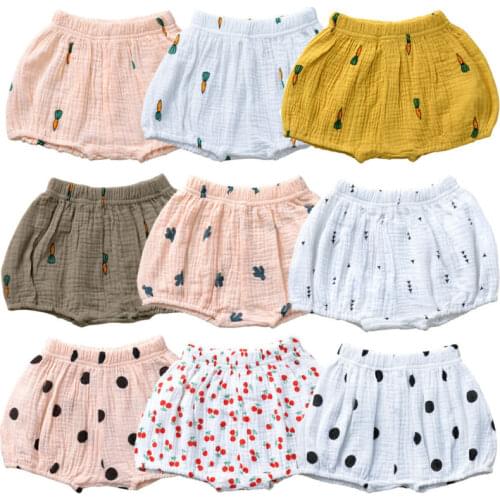 0-3YCute Baby Infant Girl Boy Cotton Linen Bloomer Shorts Dot Radish Print Cute Pants Bottoms Underwear