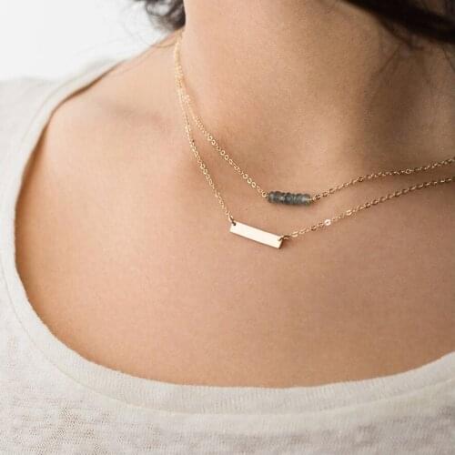 Boho Crystal Necklaces For Women Fashion stainless steel Necklace Vintage Multiple Layers Pendant Necklace Jewelry Gift