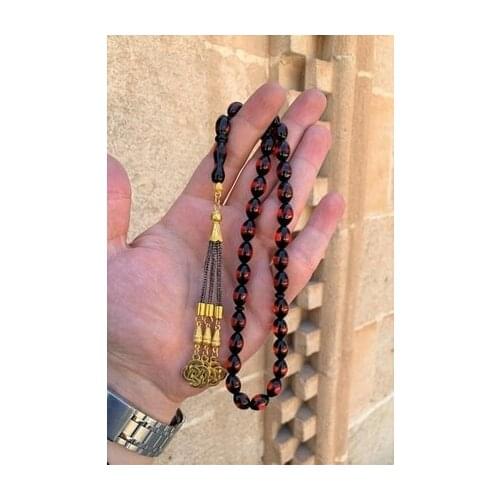 Male to male muslim 33 prayer beads islamic god Prayer Rosary Tasbih islamic Mens Blue Vernier Powder Amber Prayer Beads
