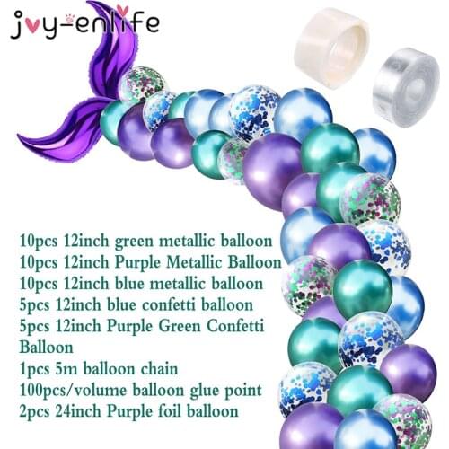 44pcs Mermaid Tail Balloons Combination Arch Garland for Princess Baby Girl Birthday Party DIY Decor Wedding Party Supplies