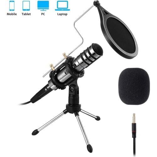 Recording Condenser Microphone Mobile Phone Microphone 3.5mm Jack Professional Microfone for Computer PC Karaoke Mic