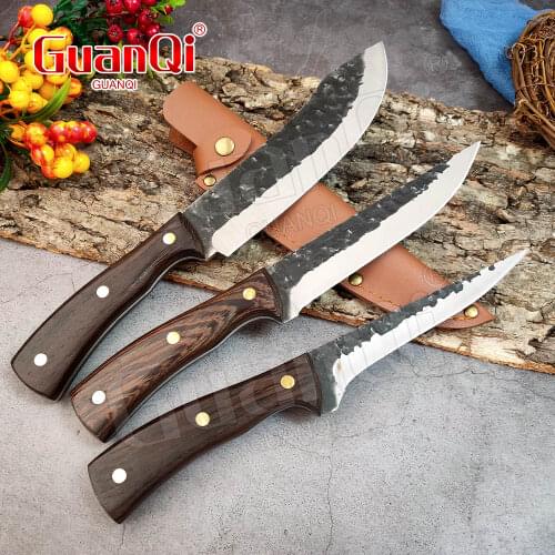 Handmade Forged Boning Knife Utility Slaughter Boning Knives Stainless Steel Cleaver Kitchen Knife Butcher Knife Fishing Knife