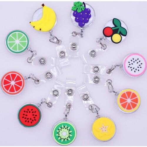 Creative Fruits Lemon Silicon Retractable Badge Reel Nurse Doctor Student Exhibition ID Card Clips Badge Holder Stationery