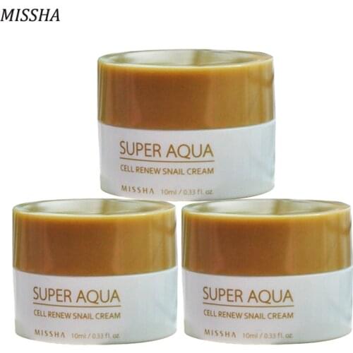 MISSHA Super Aqua Cell Renew Snail Cream Sample 10ml*3pcs Skin Care Anti Aging Aniti Wrinkle Remover