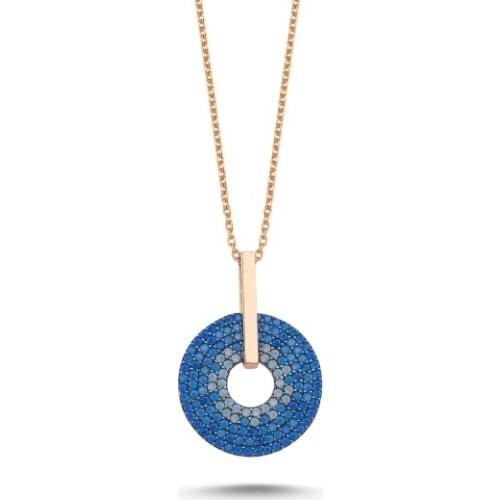 KUTAYDAN Blue Grayscale Zircon Cubic Zirconia Movable Ring Pendant 925 Sterling Silver