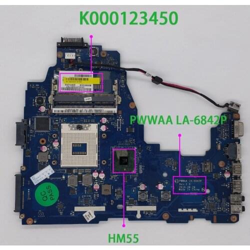 K000123450 PWWAA LA-6842P HM55 for Toshiba Satellite C660 Series NoteBook Laptop Motherboard Mainboard