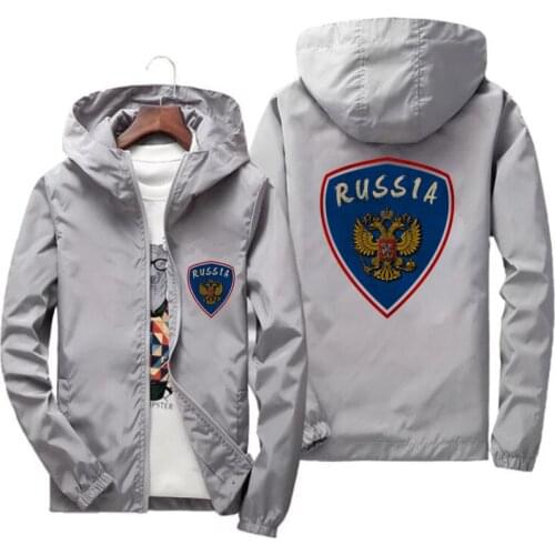 Russia Coat Of Arms Eagle Flag Men Windbreaker Thin Jacket Spring Autumn Thin Coat Casual Zipper Sports Jackets Plus Size Hooded