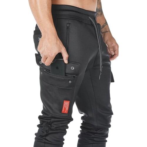 Mens Multi-pocket Fitness Sport Trousers Outdoor Gym Running Training Slacks Jogging Squats Casual Sweatpants Cargo Pants