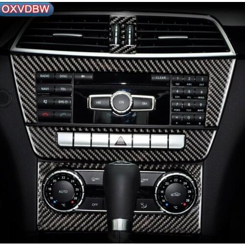 Carbon Fiber car interior Central Control CD Air Panel car sticker For mercedes W204 C Class accessories 2010-2013 car styling