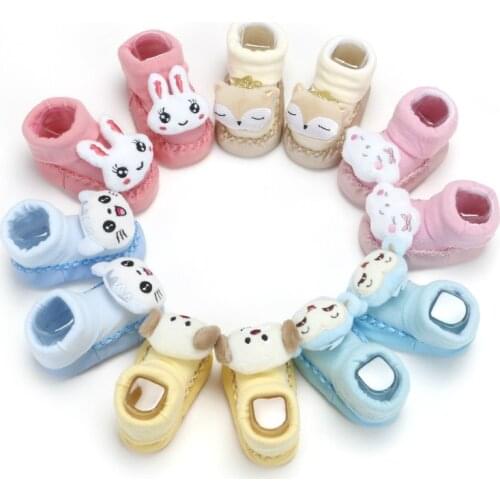 1 Pairs Newborn baby Floor Socks With Rubber Soles Boy Girl Cartoon Socks Autumn Winter Children Anti-Slip Baby Step Socks