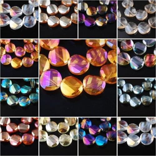 Wholesale Loose Faceted Glass Crystal Twist Tile Spacer Beads Findings 14mm