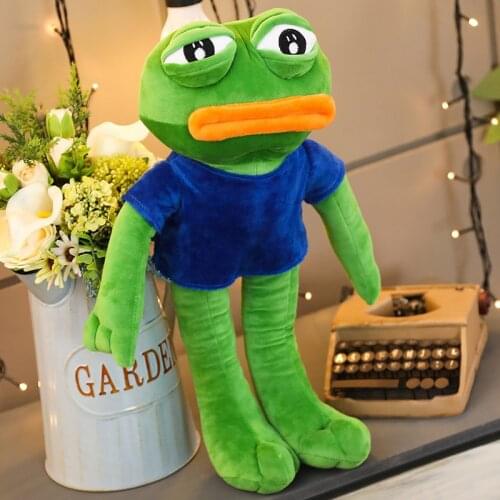 Big Size Sad Frog Plush Toy Cute Cartoon Stuffed Animal Pepe the Frog Kawaii Plushie Doll Gift For Kids Girl Room Decoration