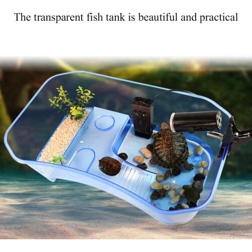 Portable Open Plastic Fish Tank Aquarium Reptile Turtle Breeding Box Detachable Filter Basking Box For Tortoise Reptiles Lizard